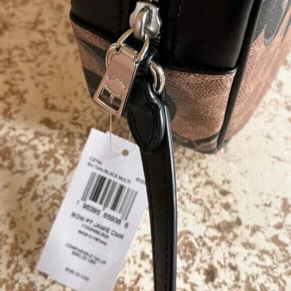 COACH Jamie  Bow Print CZ769 Camera Bag In Signature Canvas /Wristlet Option NWT - Picture 4 of 16